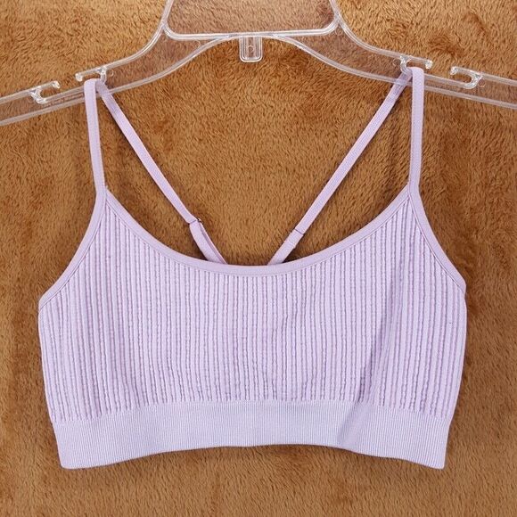SPIRTUAL GANGSTER Bra Womens XS S Pink Pullover Seamless Racerback Rib Stretch - Picture 1 of 7
